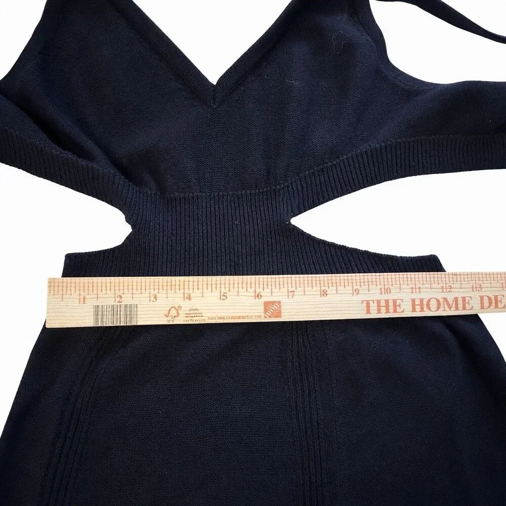 ba&sh Black Cutout Halter Maxi Dress Ribbed Knit Open Back Size 1 - Picture 5 of 9